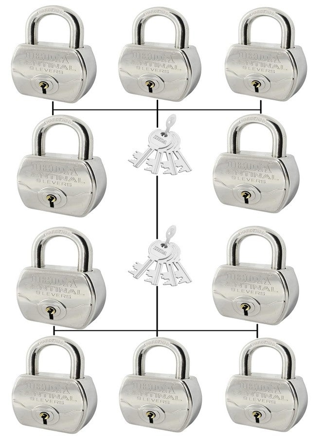 IBDA 10 Locks with Same Key | Multiple Locks with Single Key | Common Key Lock | Steel Body | Lock for Home, Shutter, gate, Door, Channel, Shop, Outdoor, Indoor | Same Key Lock Set of 10 with 8 Keys - Image 1